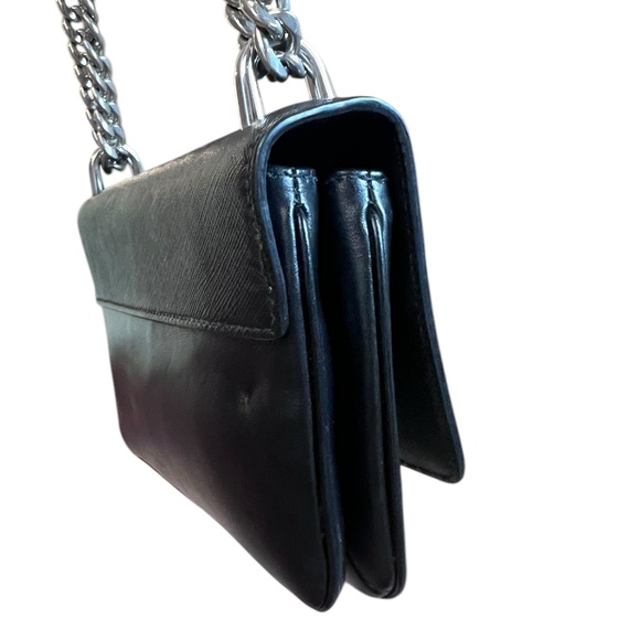 PRADA Saffiano Tessuto Nylon Chain Shoulder Bag Black - Picture 12 of 15